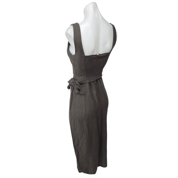 Aritzia Wilfred Gray Sleeveless Tulip Hem Square Neck Wrap Midi Sheath Dress 0 - Picture 3 of 6
